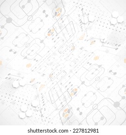 Abstract technological background with various technological elements