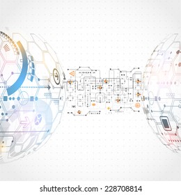 Abstract technological background with various technological elements