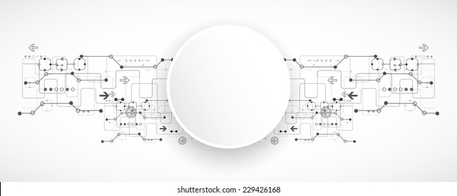 Abstract technological background with various technological elements