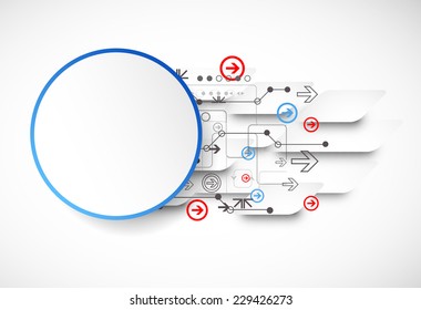 Abstract technological background with various technological elements