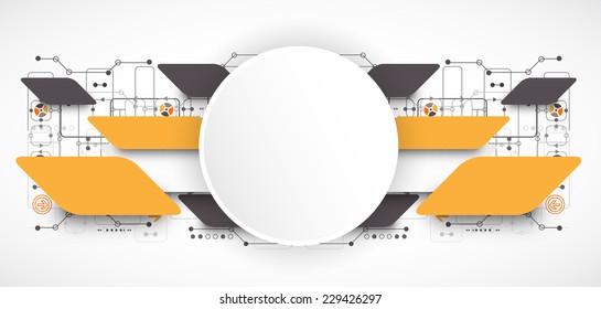 Abstract technological background with various technological elements
