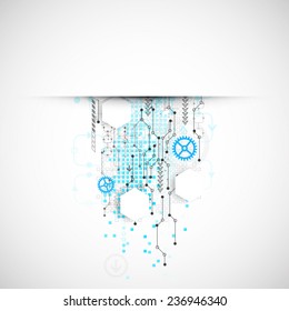 Abstract technological background with various technological elements