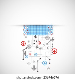 Abstract technological background with various technological elements