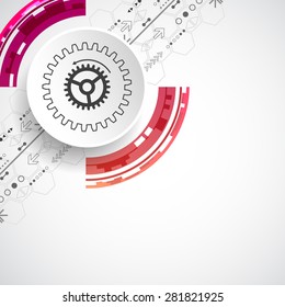 Abstract technological background with various elements. Circle theme vector.