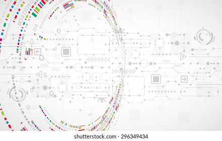 Abstract technological background with various technological elements. Vector