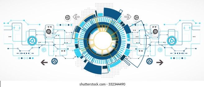 Capacidades tecnológicas abstratas com vários elementos tecnológicos. Estrutura padrão tecnologia pano de fundo. Vetor