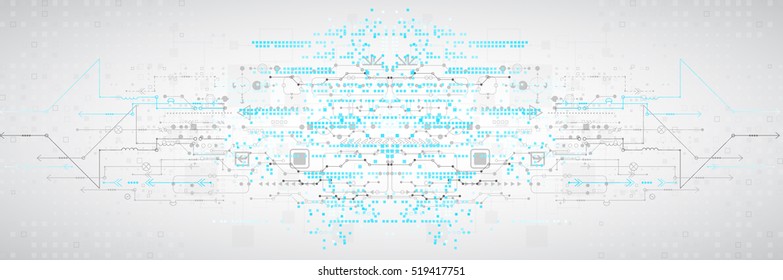 Abstrakter technologischer Hintergrund mit verschiedenen Elementen. Technologiehintergrund für Strukturmuster Vektorgrafik