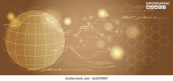 Abstract technological background with various technological elements