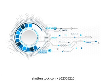 Abstract technological background with various technological elements.