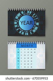 Abstract technological background with various technology elements. Brochure template with abstract background. Eps10 Vector illustration.