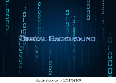 Abstract Technological background vector illustration.Matrix particles grid virtual reality.Binary Computer Code.Falling dots. High technology concept. 