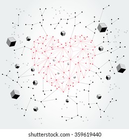 abstract technological  black and white Valentines Card