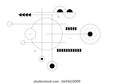 Abstract Technological Blueprint Design Element Black and White. Graphic elements and concepts for industrial illustration vector art