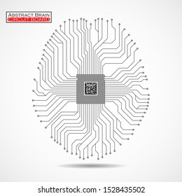 Abstract technological brain, artificial intelligence with cpu, circuit board