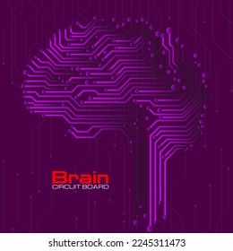 Abstract technological brain with circuit board. Vector illustration