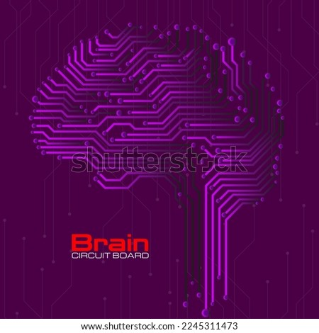Abstract technological brain with circuit board. Vector illustration