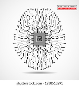 Abstract technological brain. Cpu. Circuit board. Vector
