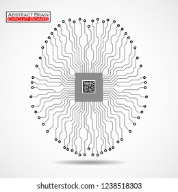 Abstract technological brain. Cpu. Circuit board. Vector