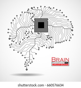 Abstract technological brain. Cpu. Circuit board. Vector illustration. Eps 10