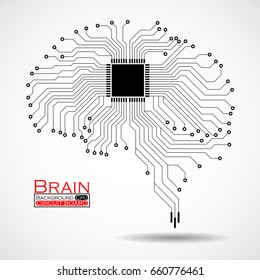 Abstract Technological Brain. Cpu. Circuit Board. Vector Illustration. Eps 10