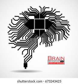 Abstract technological brain. Cpu. Circuit board. Vector illustration. Eps 10