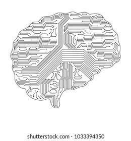 Abstract technological brain. Digital brain concept. Vector illustration.