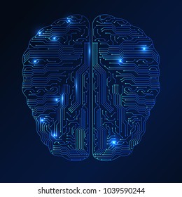 Abstract technological brain. Digital brain concept. Vector illustration.