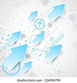 Abstract technological business background with blue arrows