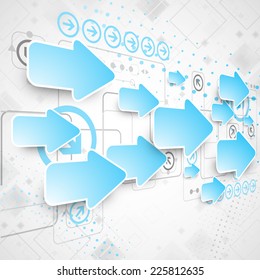 Abstract technological business background with blue arrows