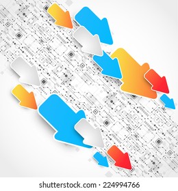 Abstract technological business background with color arrows