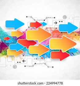 Abstract technological business background with color arrows