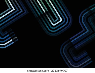 Linhas de circuitos tecnológicos abstratos brilhando em tons de azul e verde contra um fundo escuro