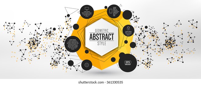 Abstract technological cover design with various geometric elements - Particle structure pattern technology background