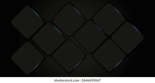 Abstract technological dark black hexagonal with blue neon light background vector. modern trendy design in presentation eps
