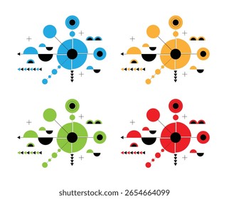 Abstract Technological Design Particles Hi Tech Futuristic Different Colors. Graphic design elements and resources vector art