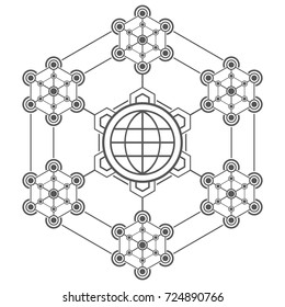 Abstract technological element. Futuristic technology element. Hexagonal sign.