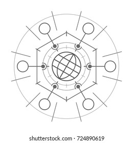 Abstract technological element. Technology template.