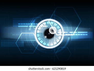 Abstract technological eye scanning hud security vector background design