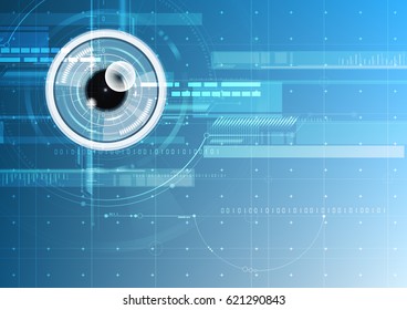 Abstract technological eye scanning hud security identify vector background design
