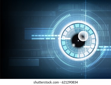 Abstract technological eye scanning id security vector background design