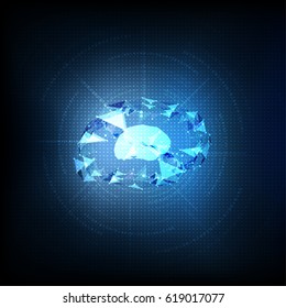 Abstract technological geometric calculating brain vector background design