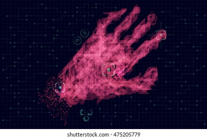 abstract technological hand, futuristic background