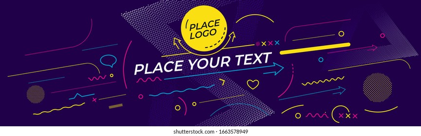 Abstract technological promotion geometric shapes banner, Structure pattern technology backdrop.