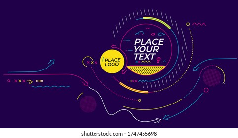 Abstract technological promotion geometric shapes banner, Structure pattern technology backdrop.