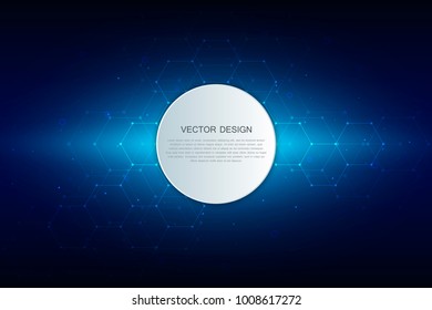 Abstract technological and scientific background with hexagons. Structure molecule and communication. Science, technology and medical concept. Vector illustration
