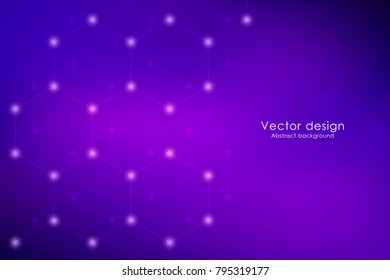 Abstract technological and scientific background with hexagons. Structure molecule and communication. Science, technology and medical concept. Vector illustration