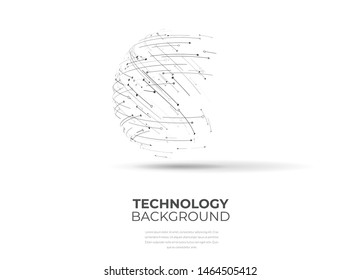 Abstract technological sphere. Futuristic vector ball with 3d effect
