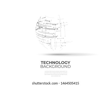 Abstract technological sphere. Futuristic vector ball with 3d effect