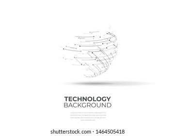 Abstract technological sphere. Futuristic vector ball with 3d effect
