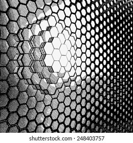 Abstract technological vector background with hexagons.